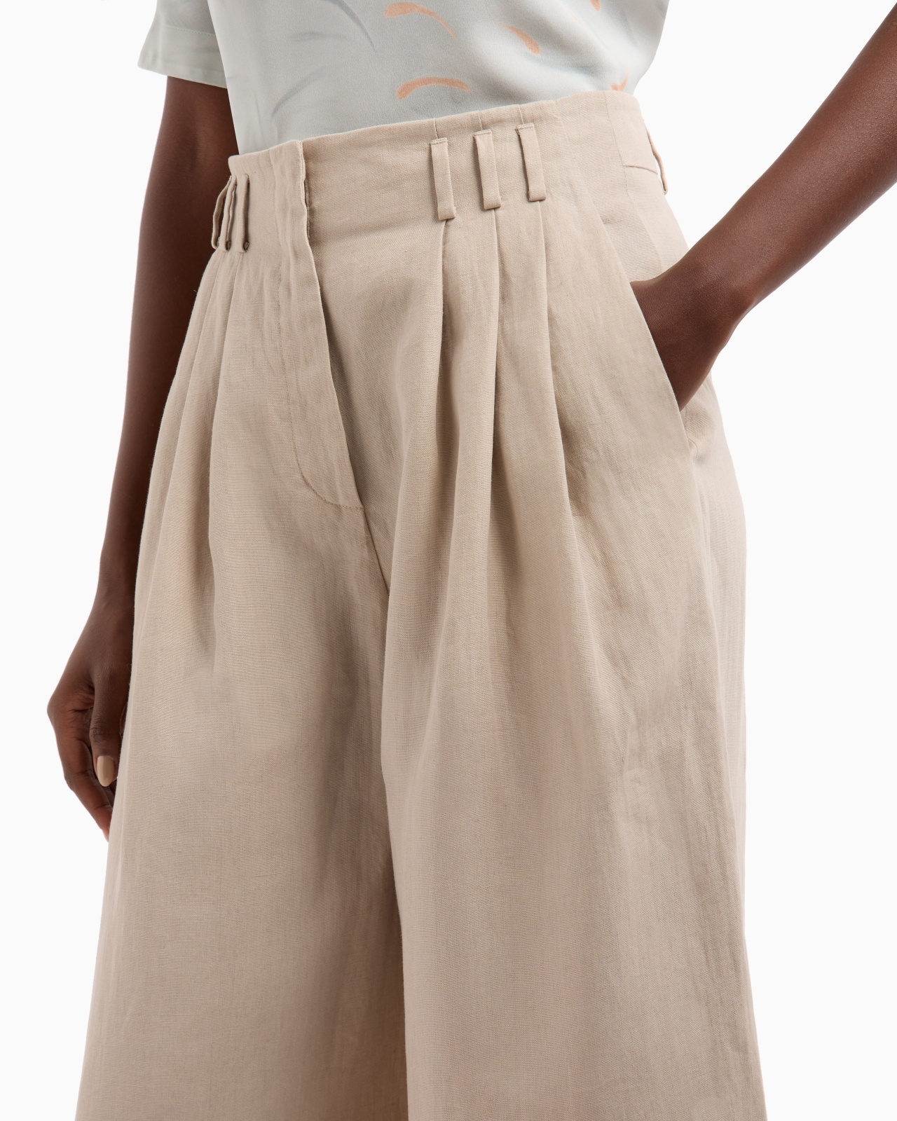 WIDE-LEGGED LINEN TROUSERS - 5