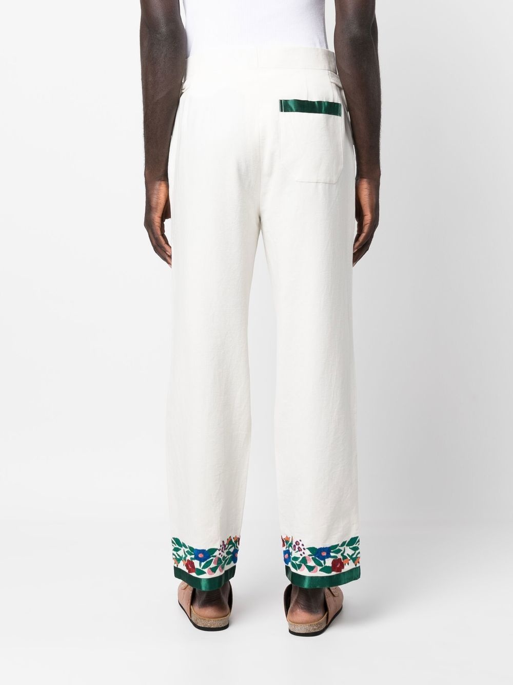 embroidered-hem detail trousers - 4