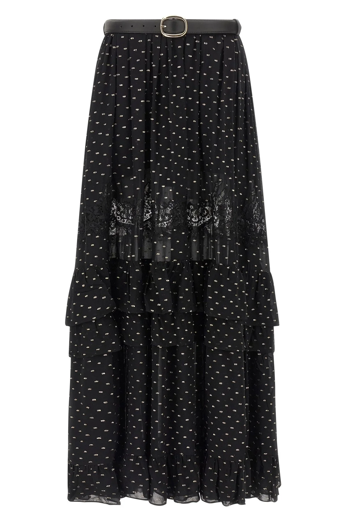 'Black And Gold Chiffon Lace Maxi' skirt - 1