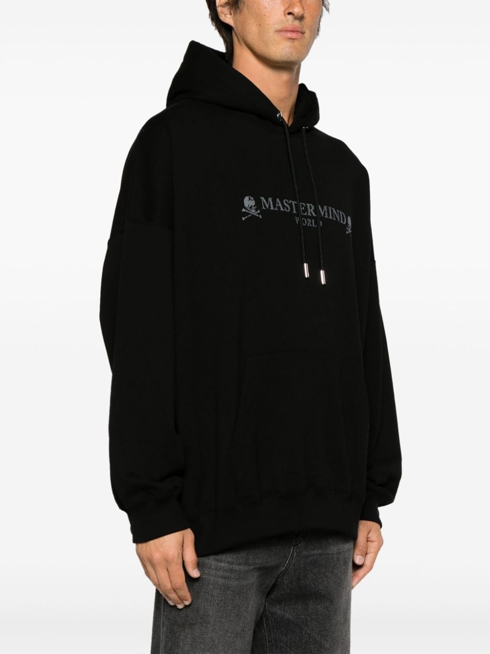 logo-print cotton drawstring hoodie - 4