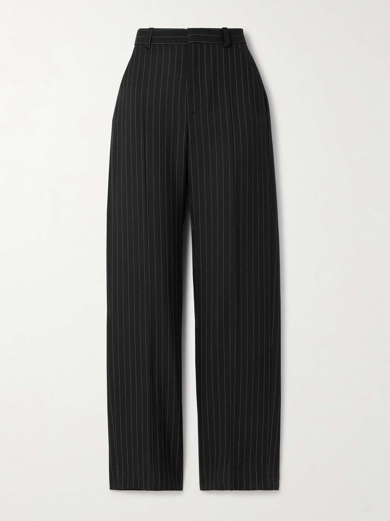 Pinstriped wool-twill straight-leg pants Black - 1