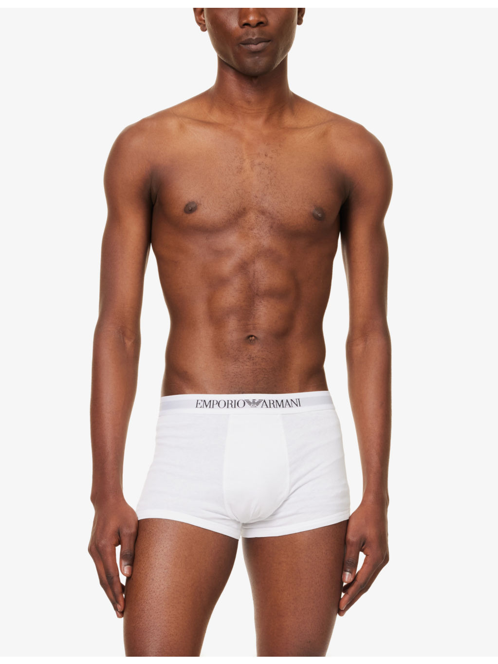 Branded-waistband pack of three cotton-jersey trunks - 2