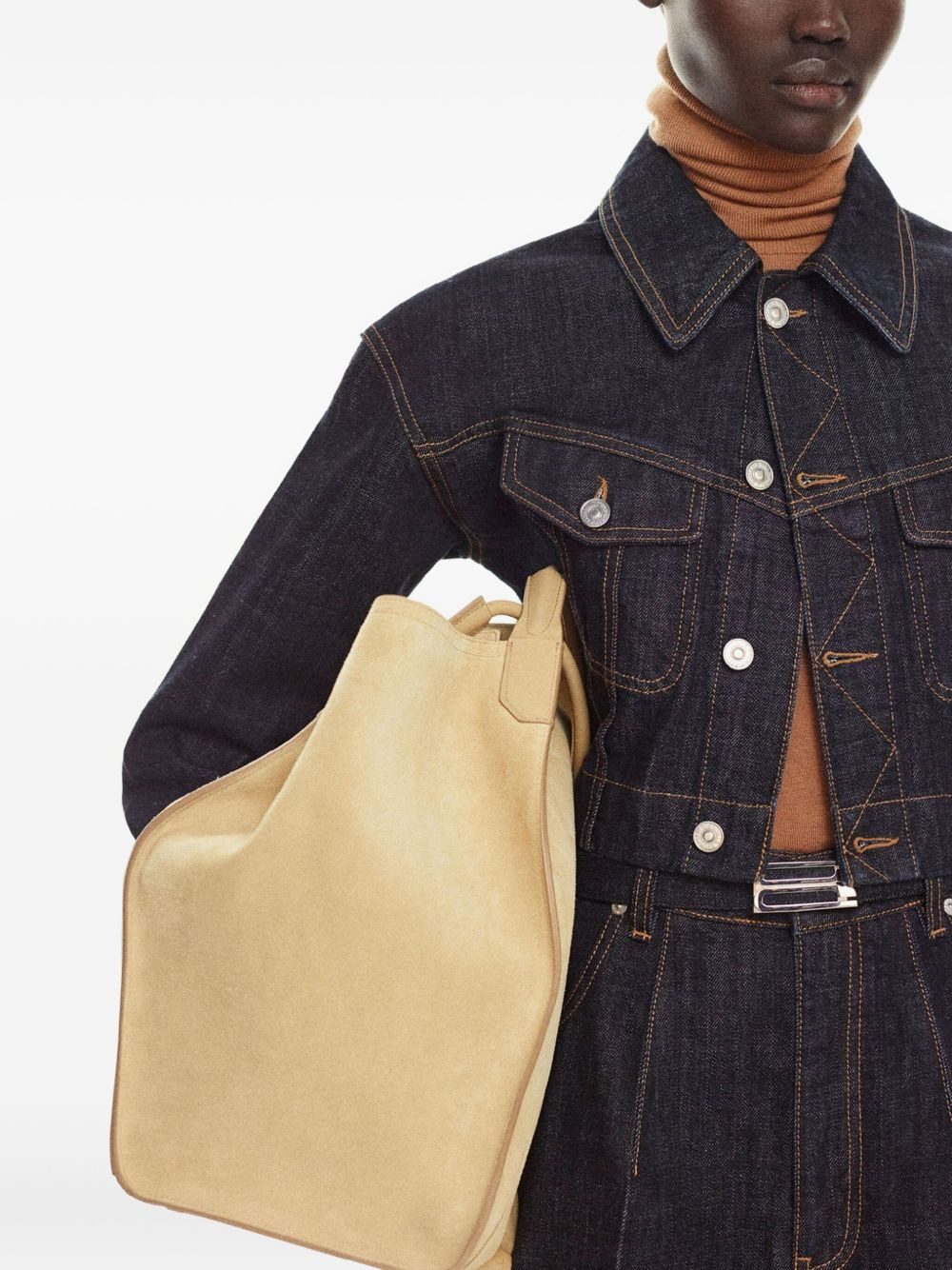 button-fastening denim jacket - 5