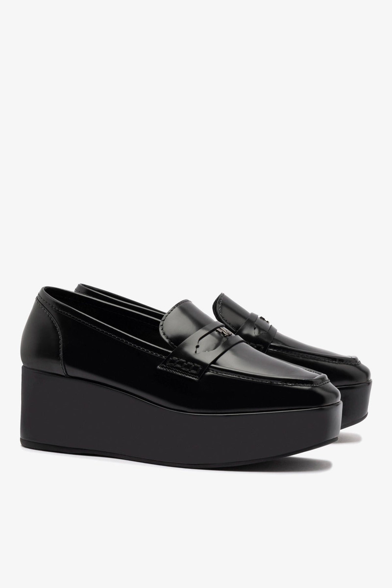 Suki Flatform Loafer In Black Box Leather 3