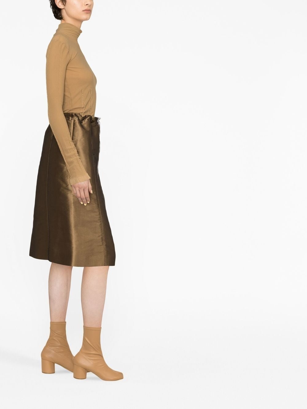 drawstring-waist A-line skirt - 4