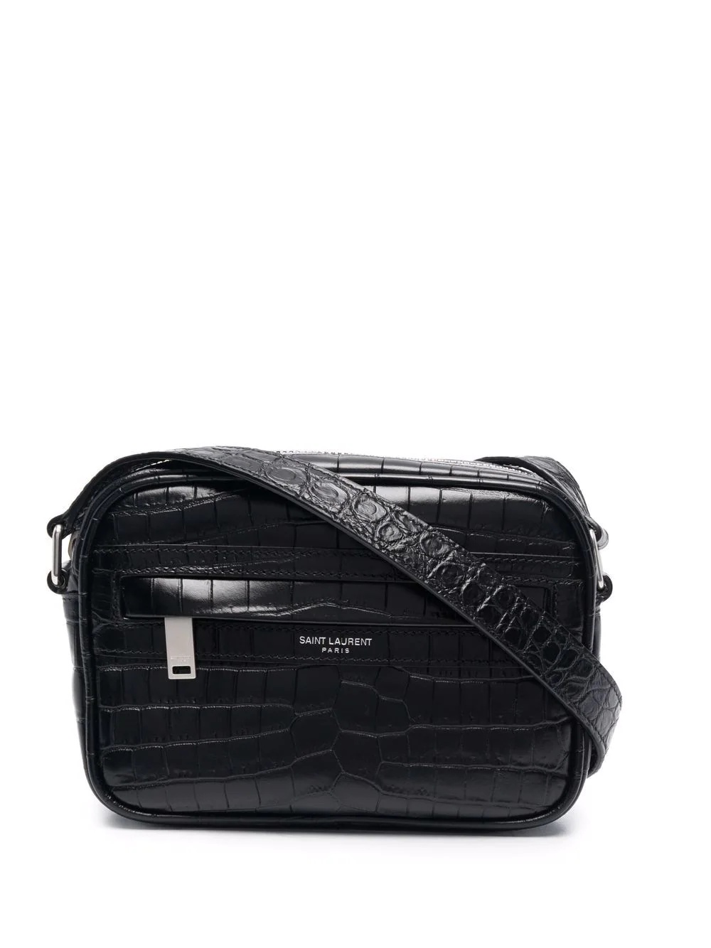 crocodile-effect leather shoulder bag - 1