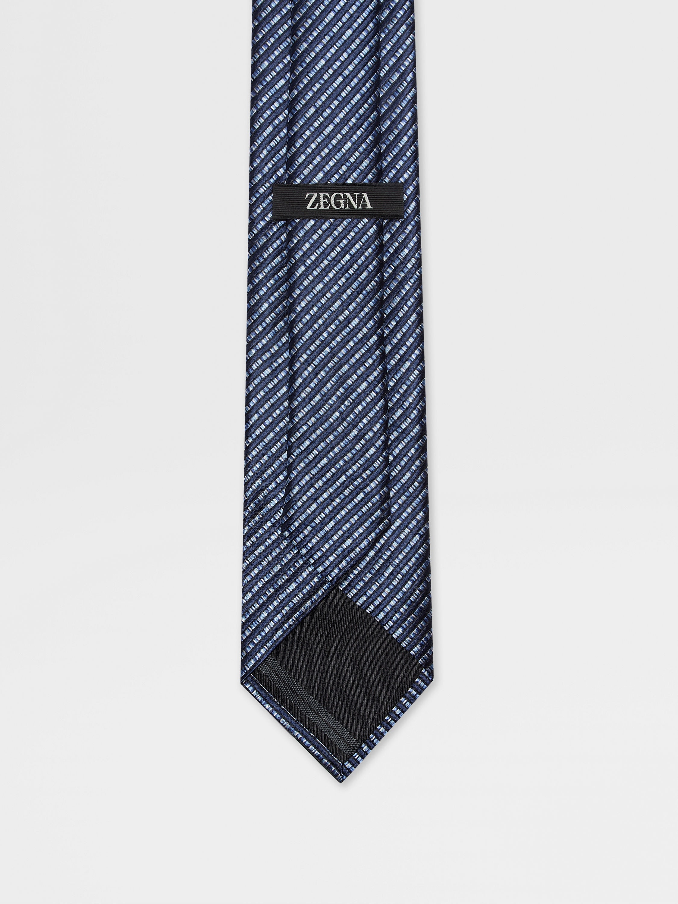 DARK BLUE SILK TIE - 3