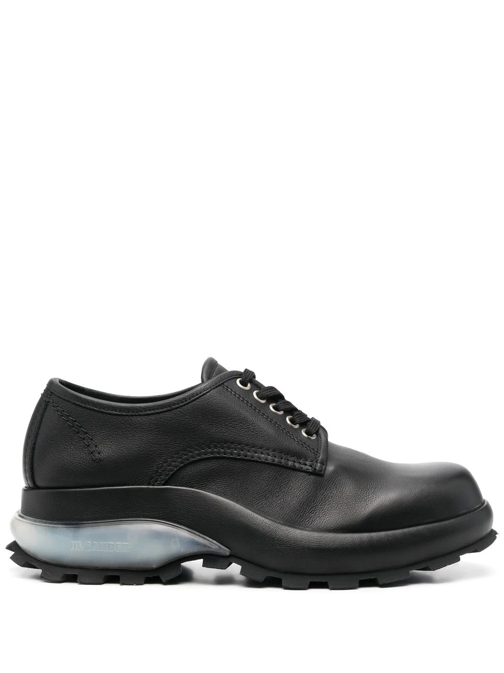 contrast-sole leather lace-up shoes - 1