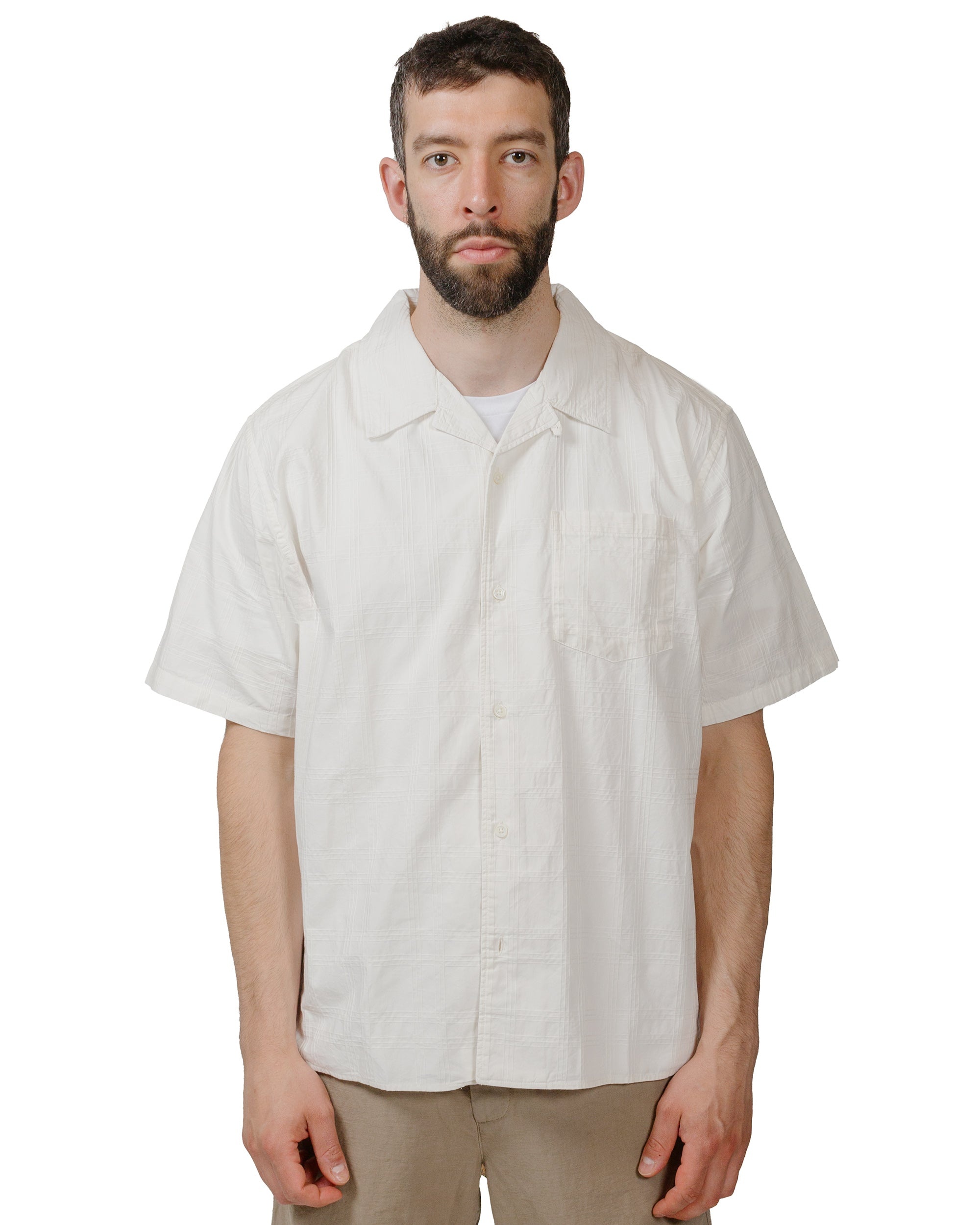 Carsten Relaxed Dobby Check Shirt Ecru - 2