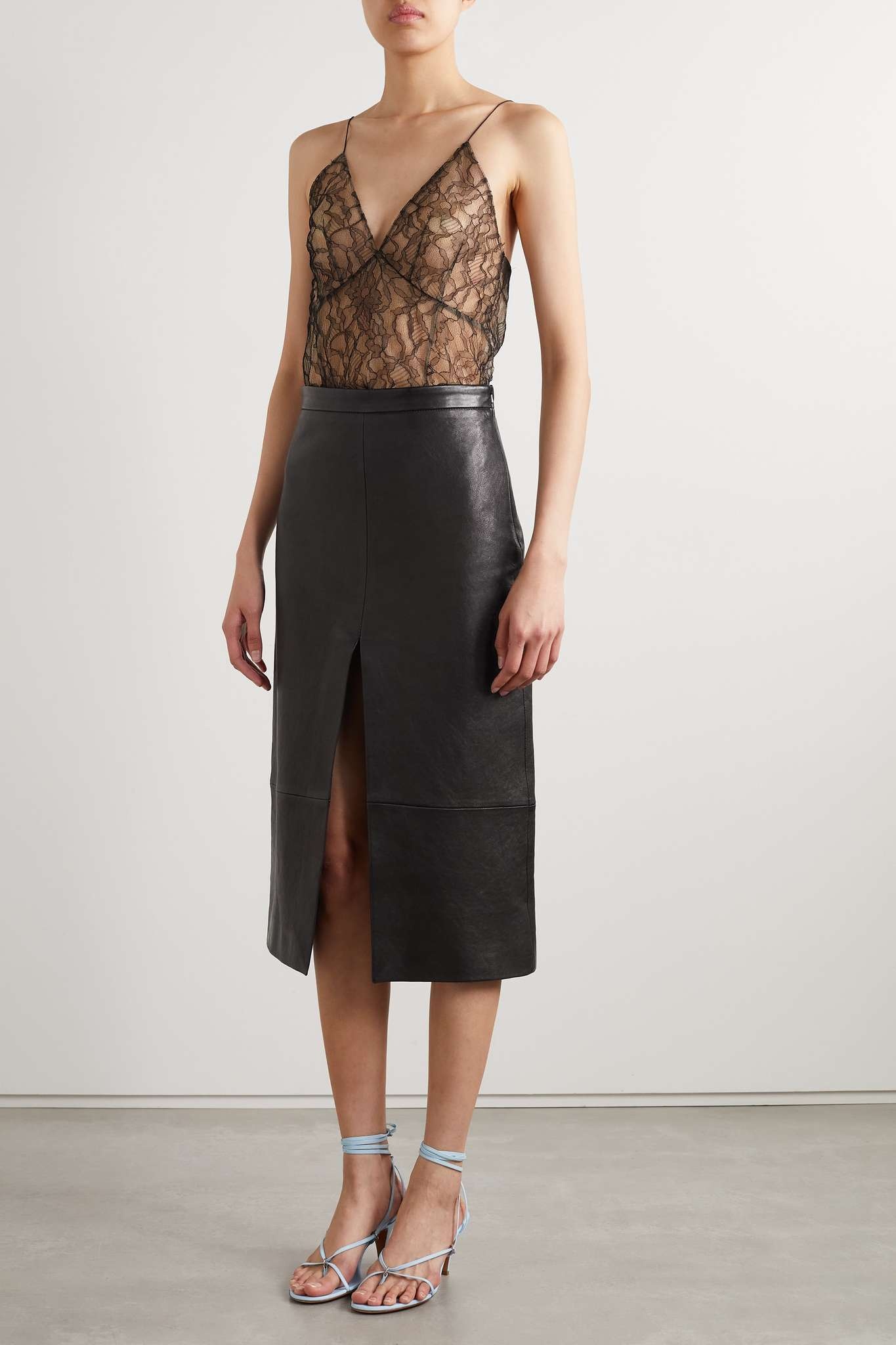 Fraser leather midi skirt - 2