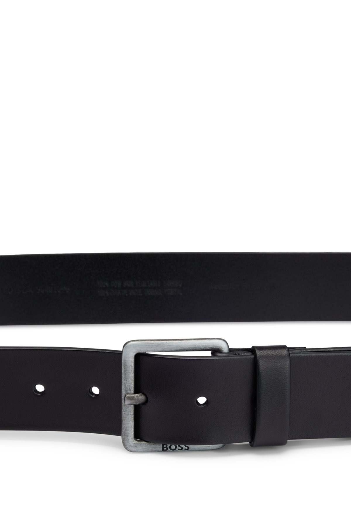 LEATHER BELT WITH LOGO AND DARK RUTHENIUM HARDWARE - 4