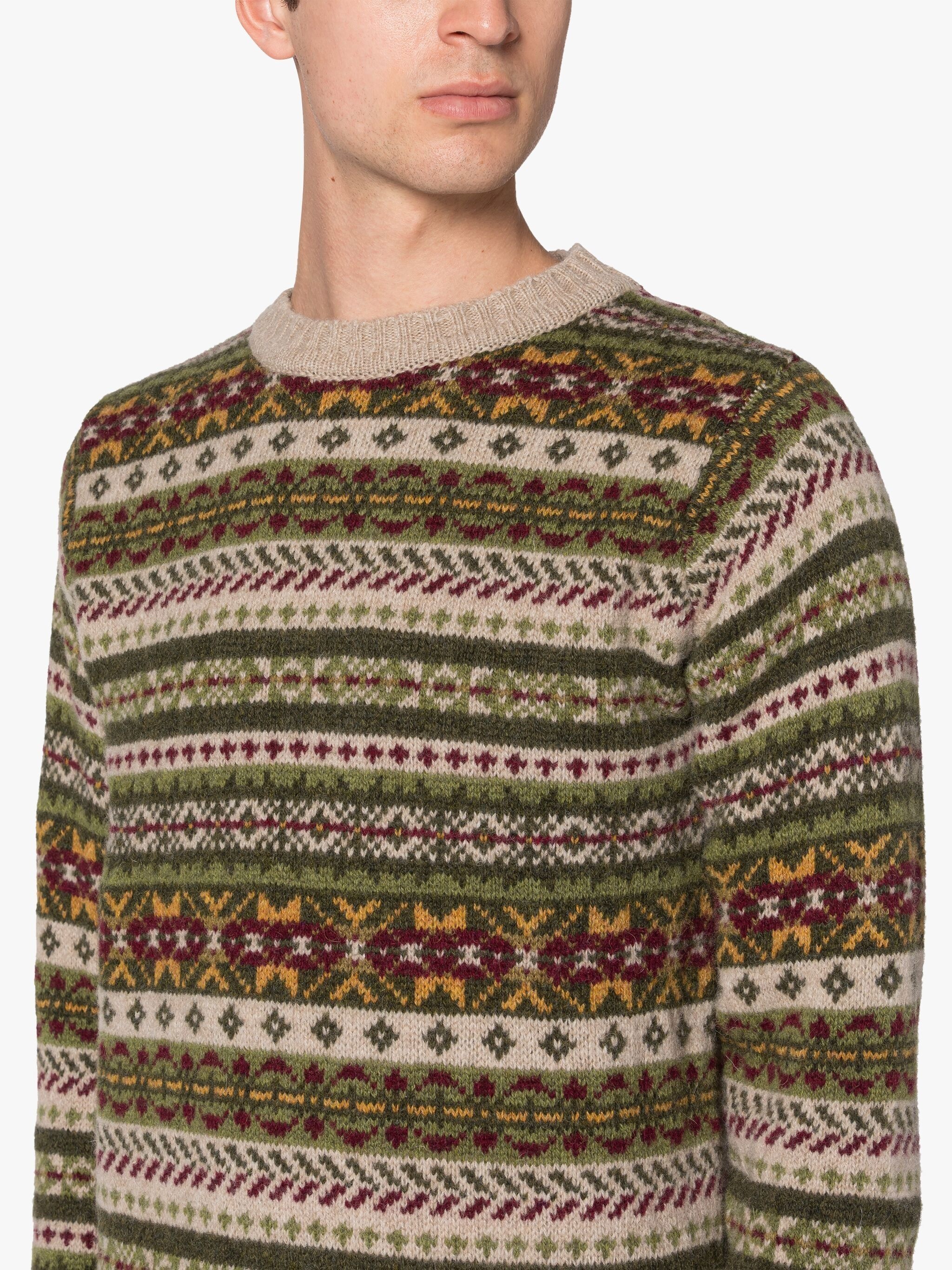 IMPULSE OATMILK WOOL FAIR ISLE CREWNECK SWEATER - 5