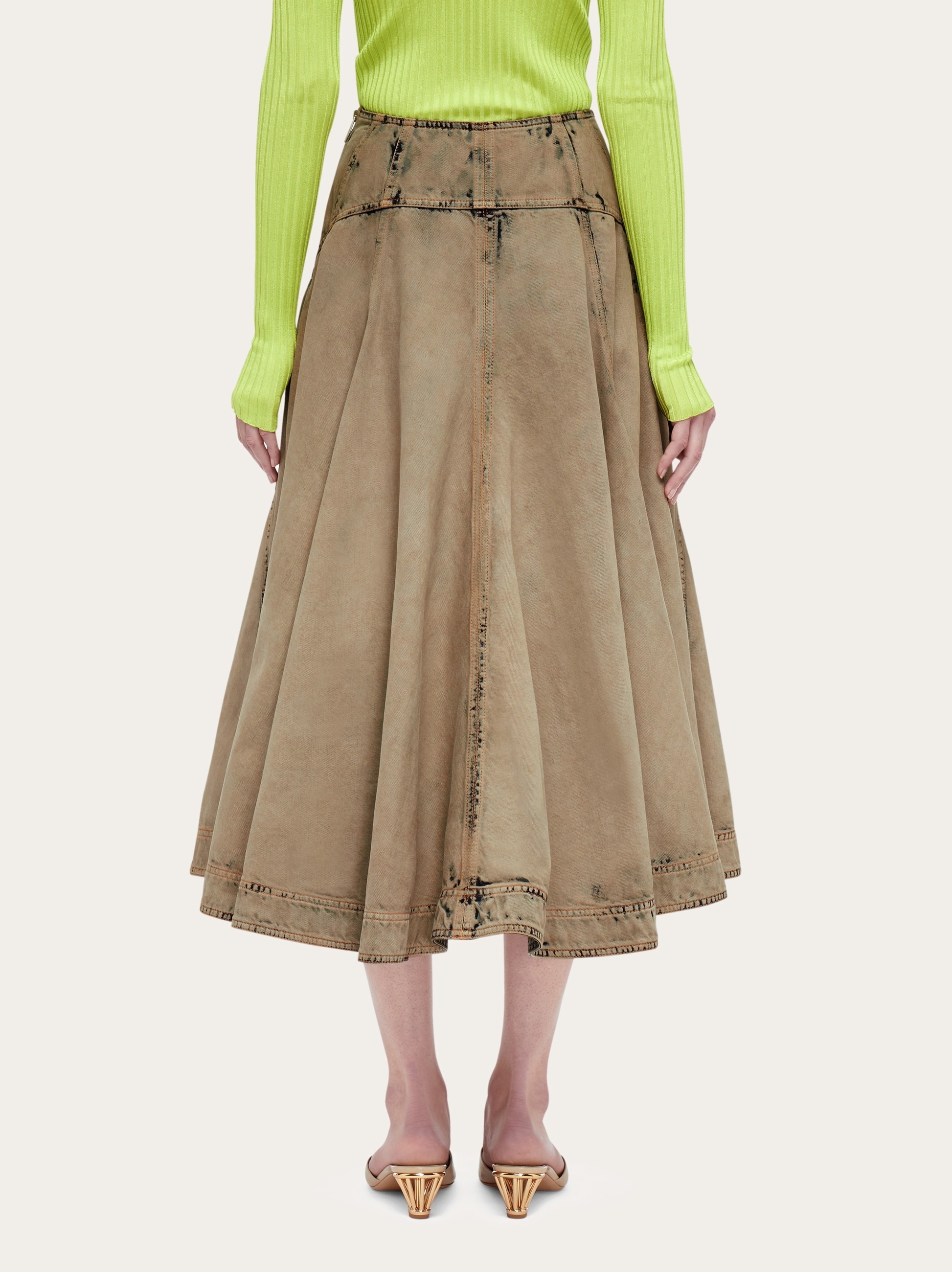 Flared denim skirt - 4