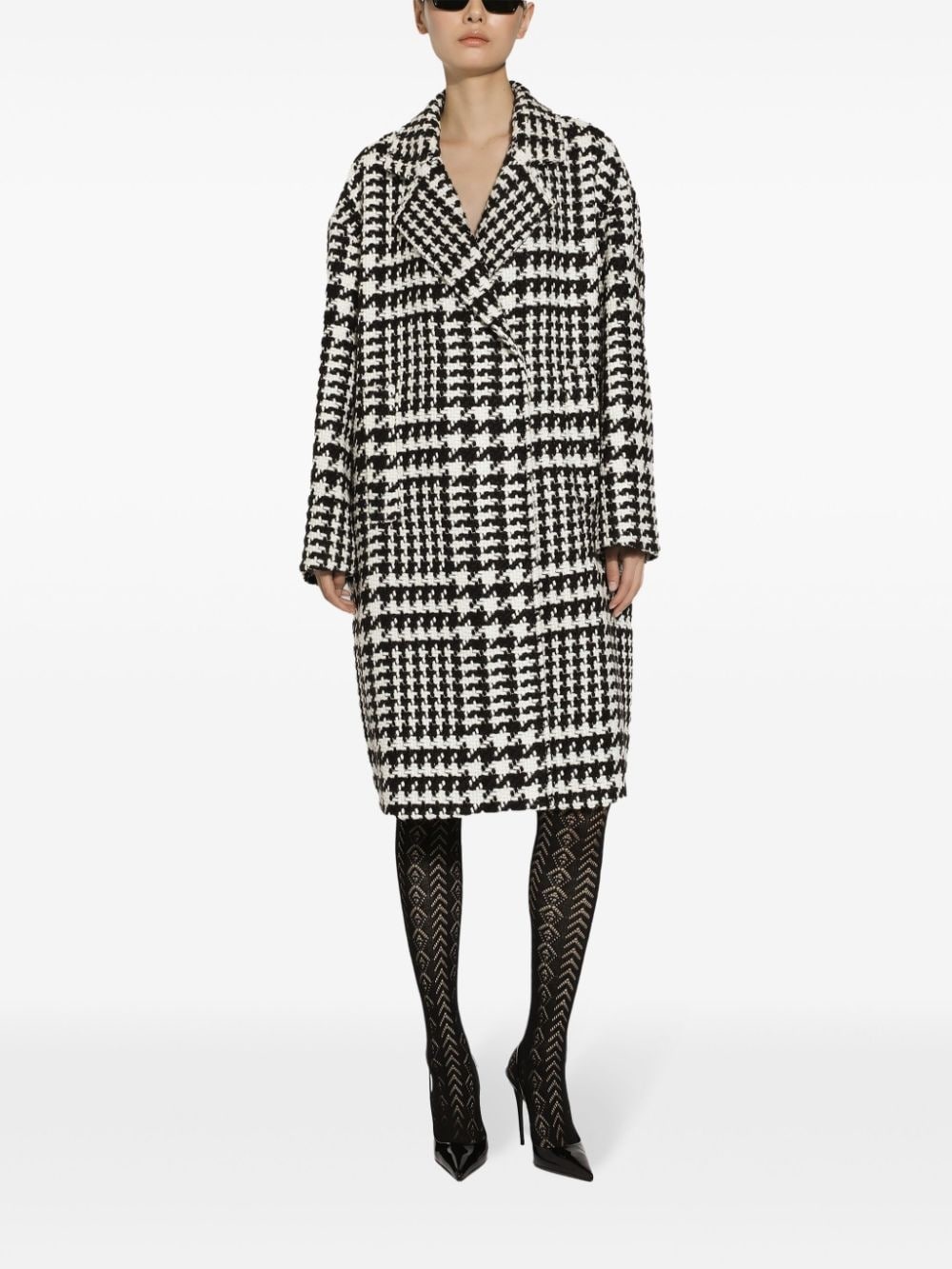 houndstooth-pattern coat - 2