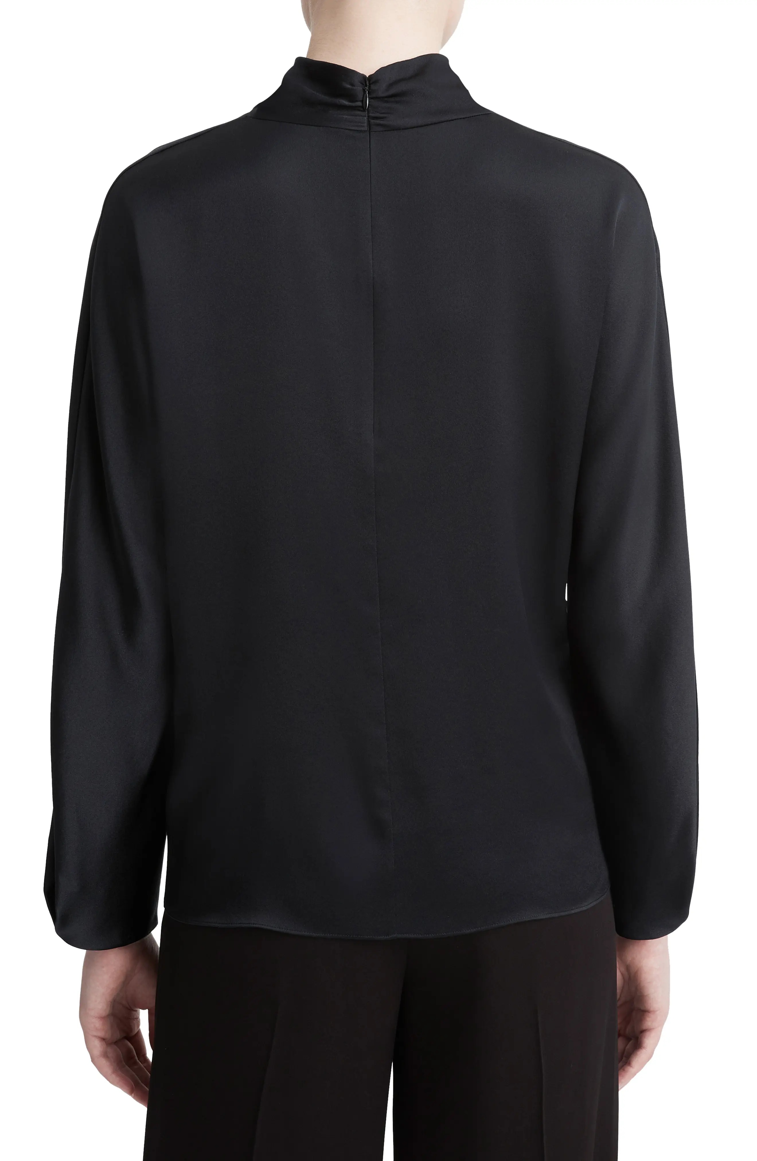 Draped Funnel Neck Silk Top - 2