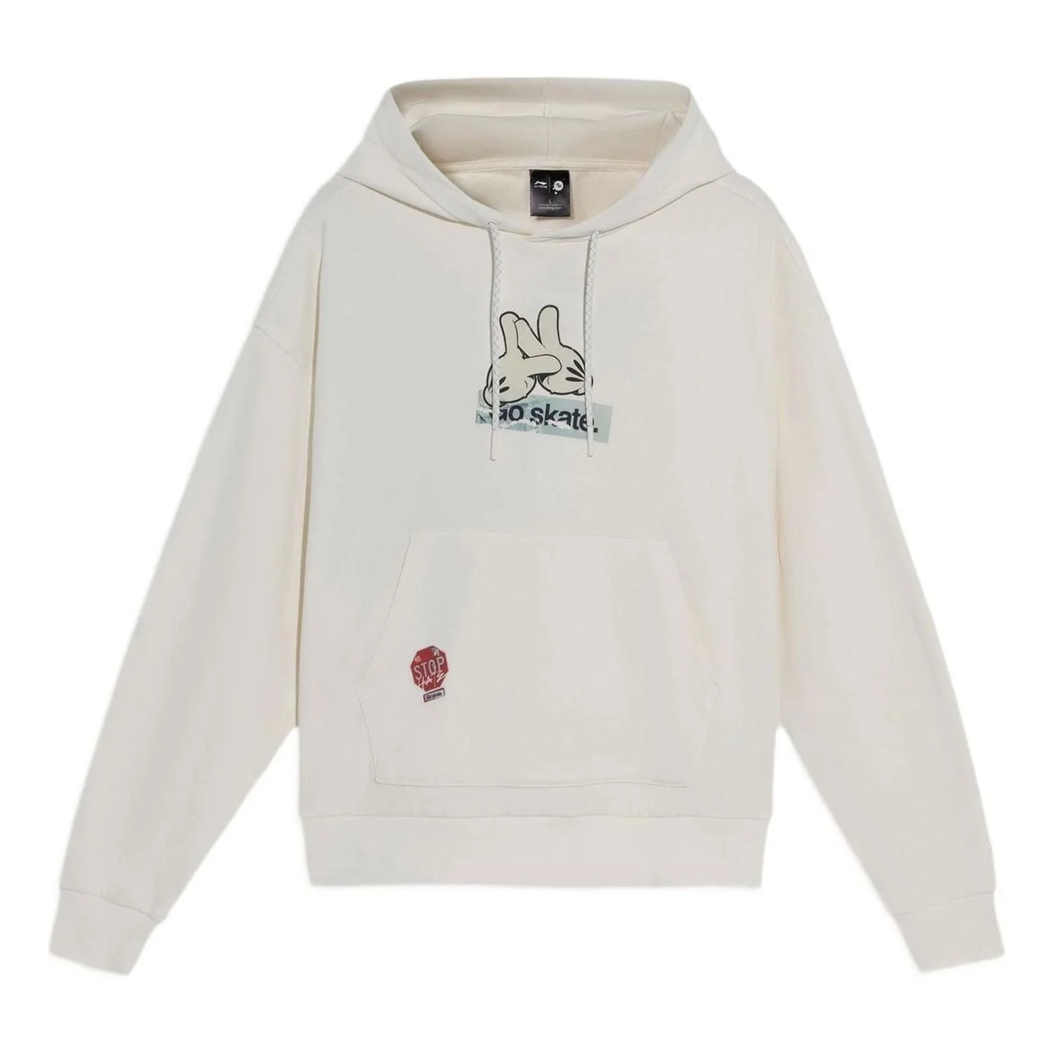 Li-Ning x OG_SLICK Crossover Skateboard Series Pattern Printing Hoodie 'Creamy White' AWDS173-2 - 1