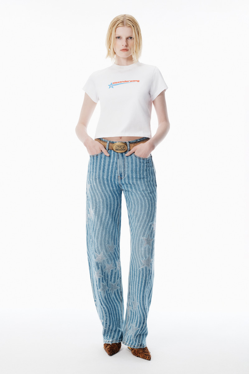 Alexander Wang White Crystal Hotfix Star Jersey Tee outlook