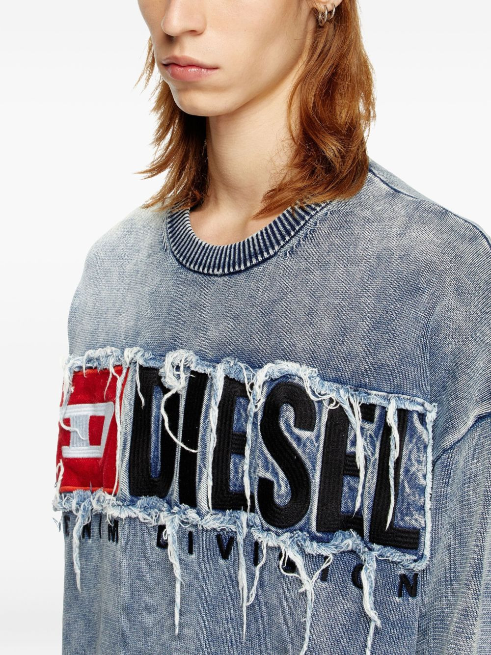 frayed logo-patch jumper - 5