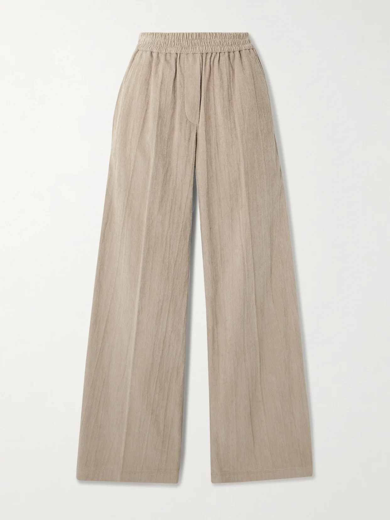 Gathered Cotton-blend Corduroy Wide-leg Pants - 1