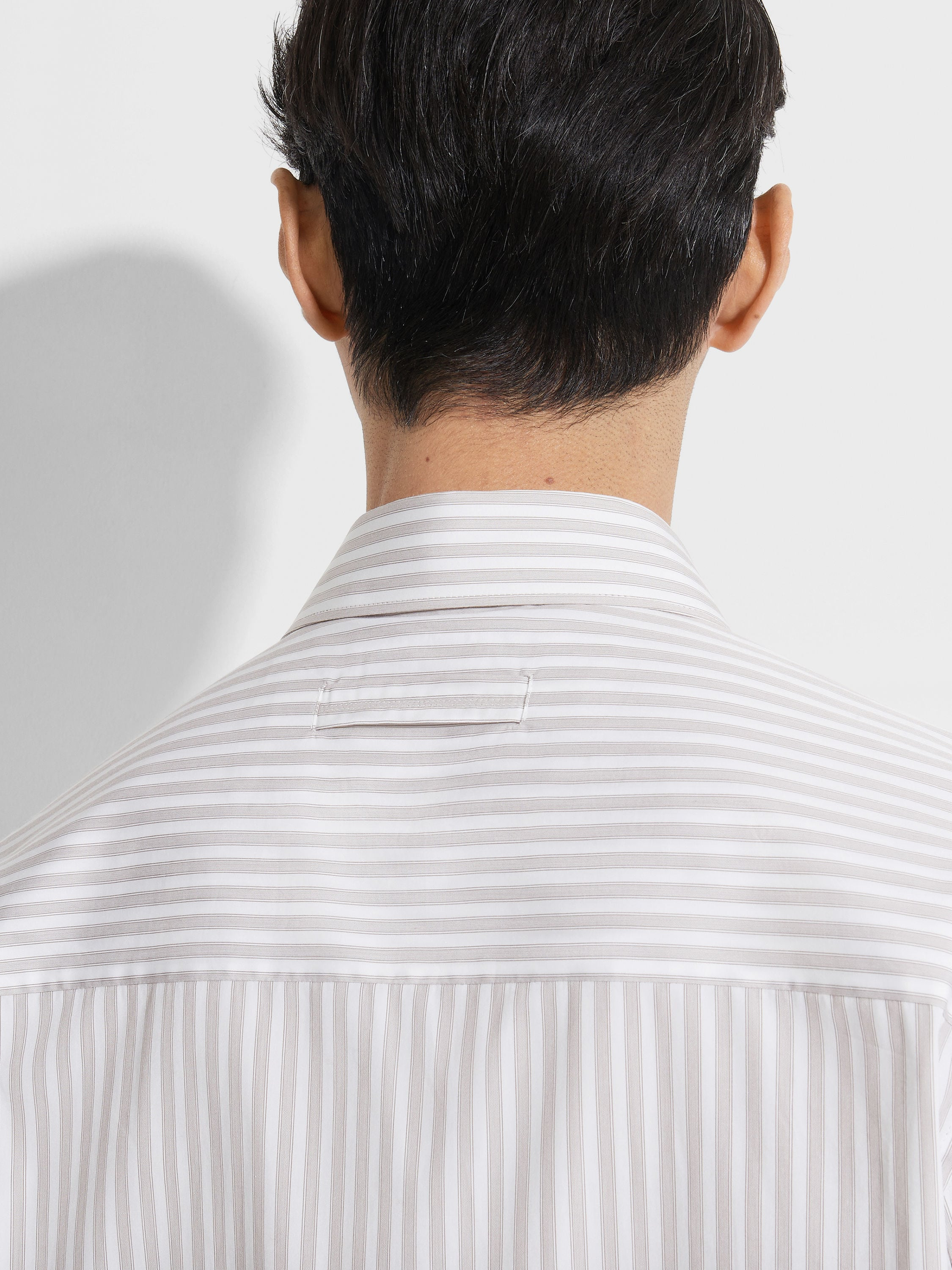 WHITE AND BROWN CENTOVENTIMILA COTTON SHIRT - 3