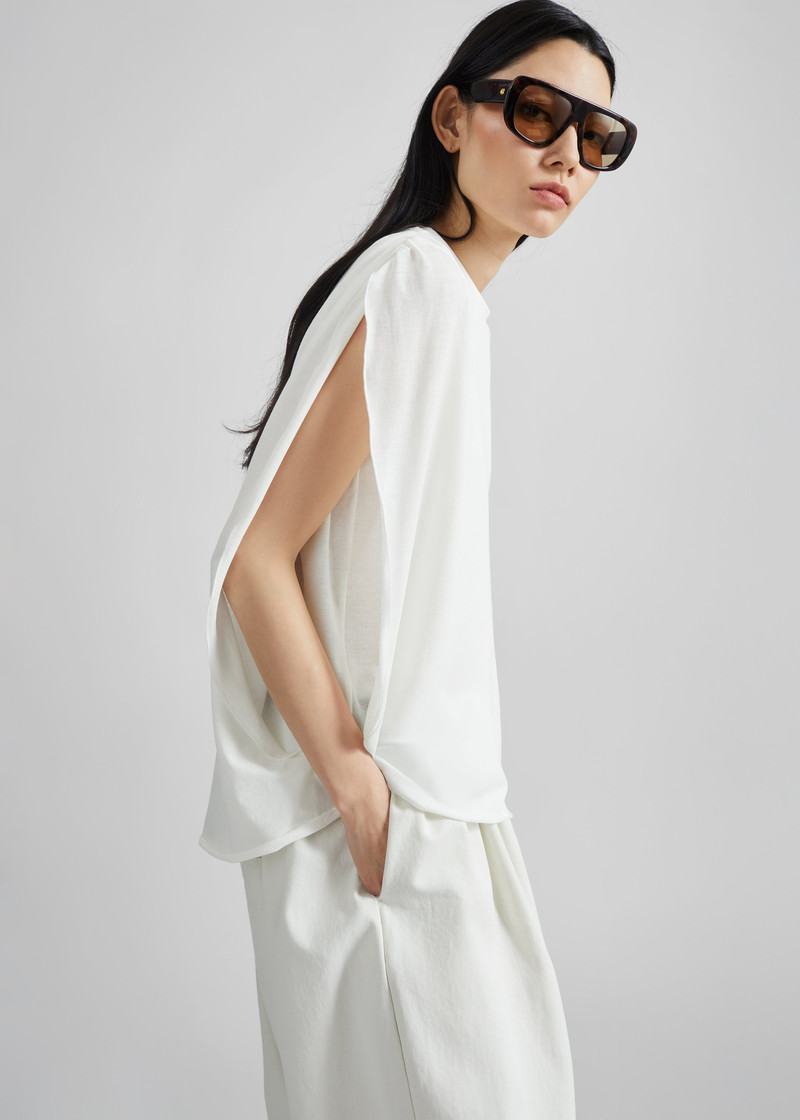 DARKPARK Darkpark Tracy Light Jersey Sleeveless Blouse - White outlook