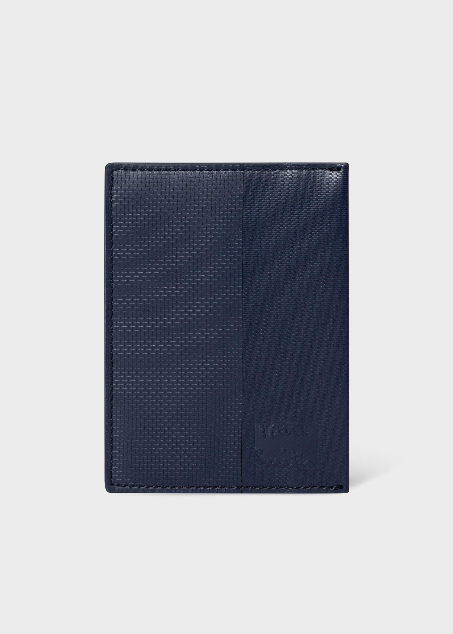 Navy Embossed Leather Card Holder - 1
