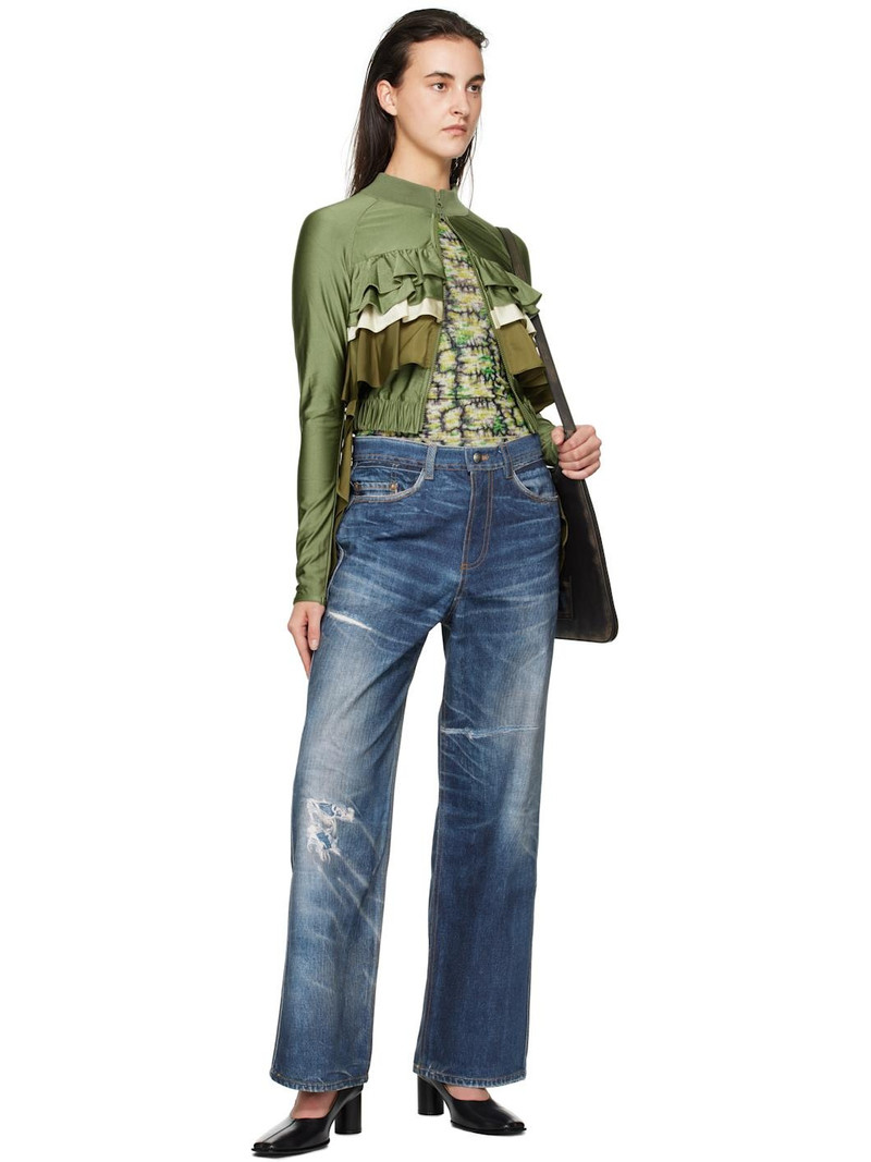 Andersson Bell Khaki Riley Ruffle Tight Zip Up Jacket outlook