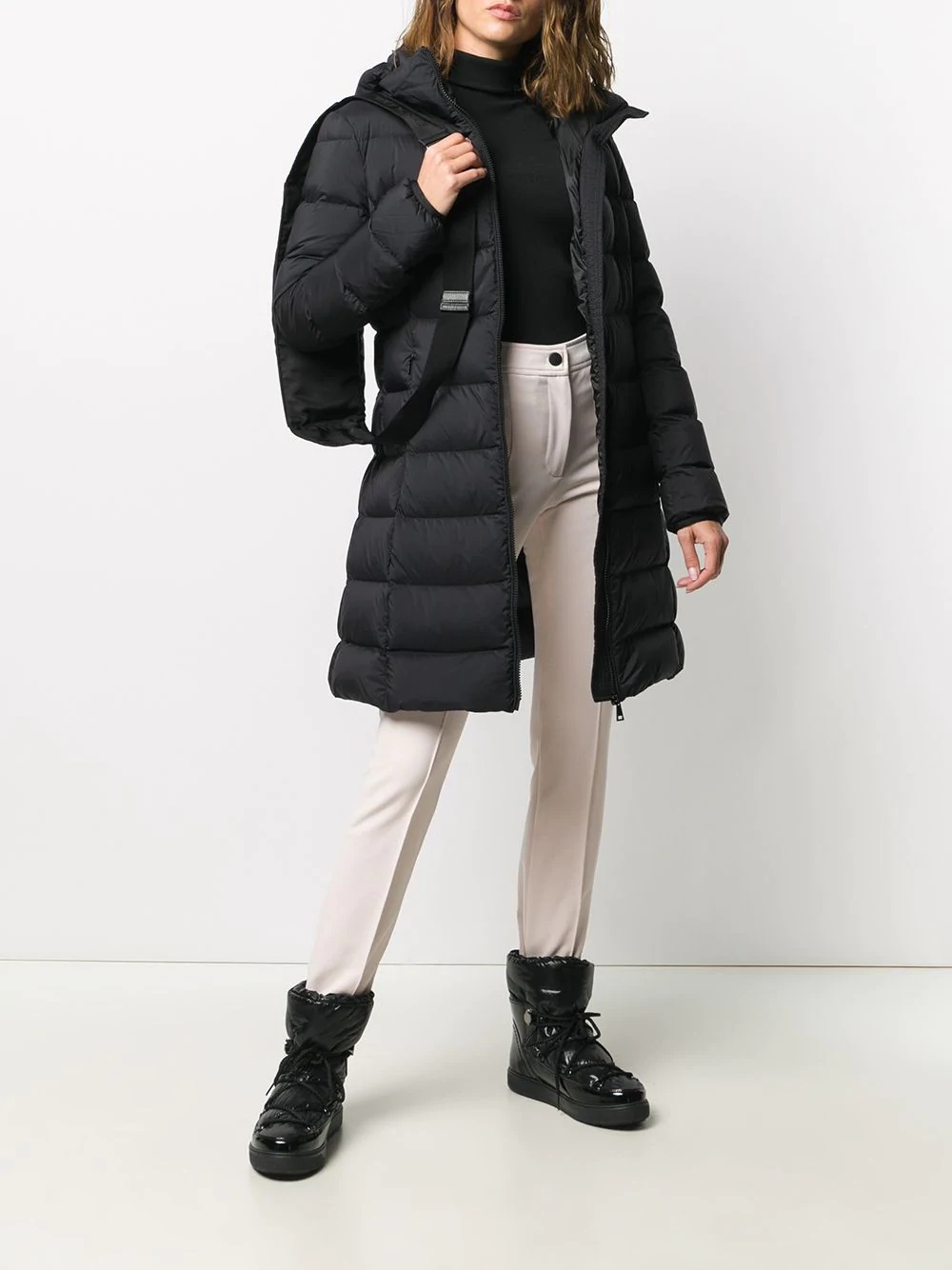 logo patch padded coat - 2