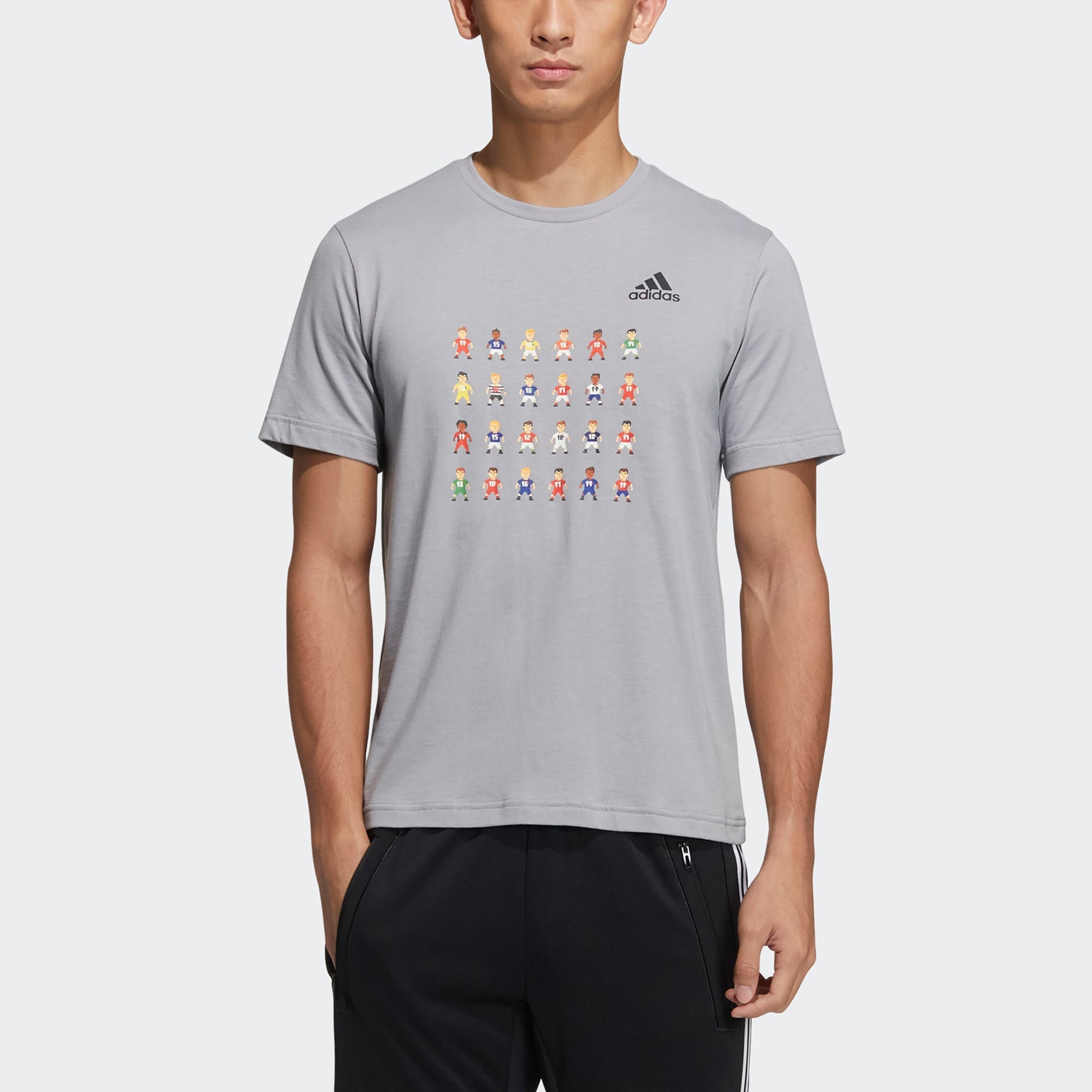 adidas 8-Bit Tee Printing Sports Short Sleeve Gray GL1998 - 2