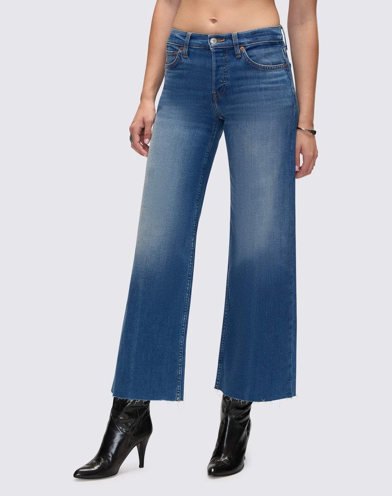 Comfort Stretch Mid Rise Wide Leg Crop - Viper Blue 3