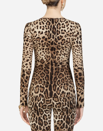 Dolce & Gabbana Leopard-print charmeuse top outlook