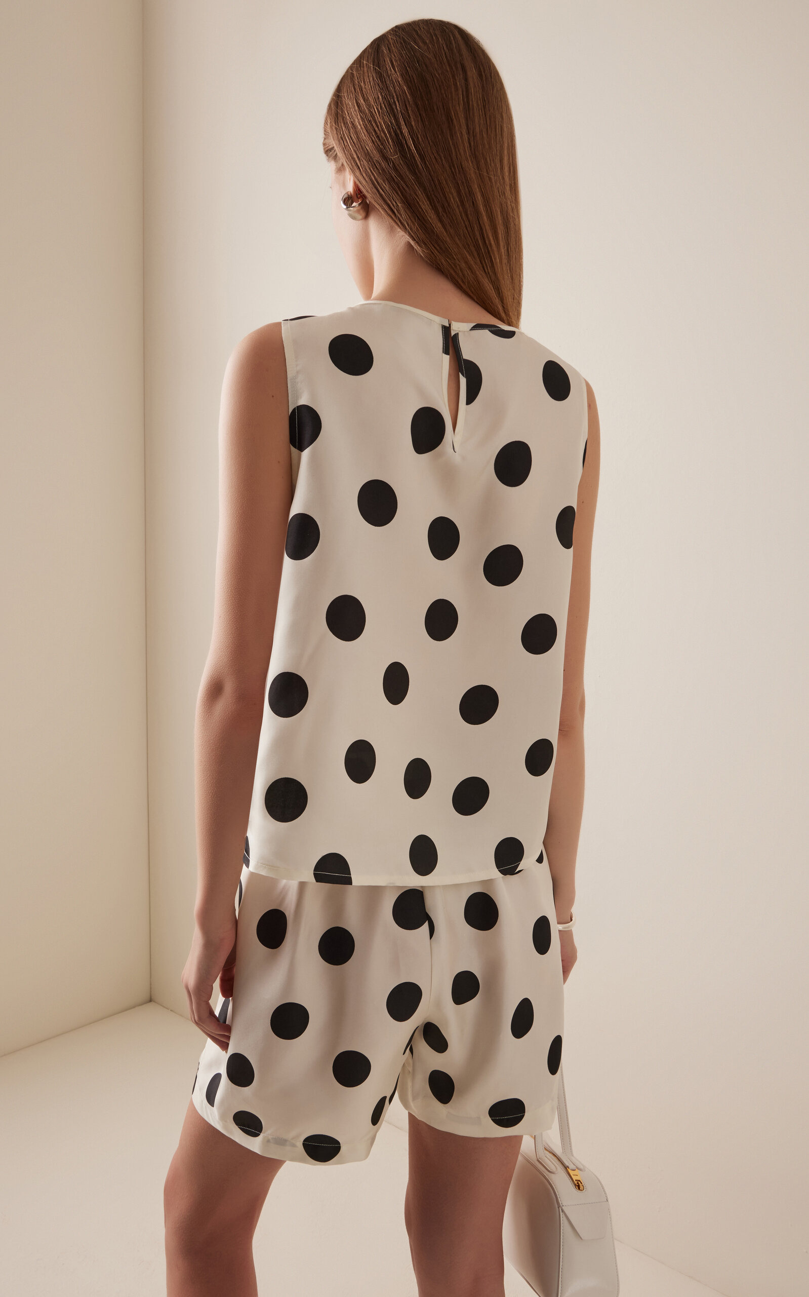 Exclusive Riviera Sofia Polka-Dot Silk-Twill Top black/white - 4