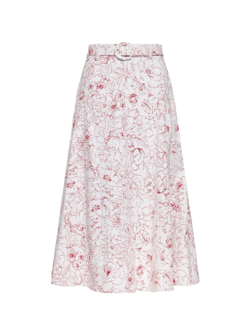 Nala floral-print belted midi skirt 1