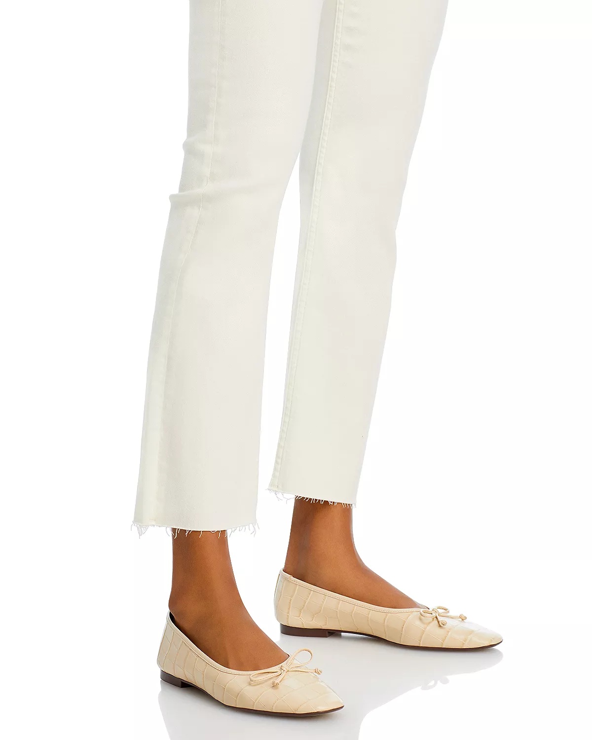 Peyton High Rise Ankle Bootcut Jeans in Ecru - 7