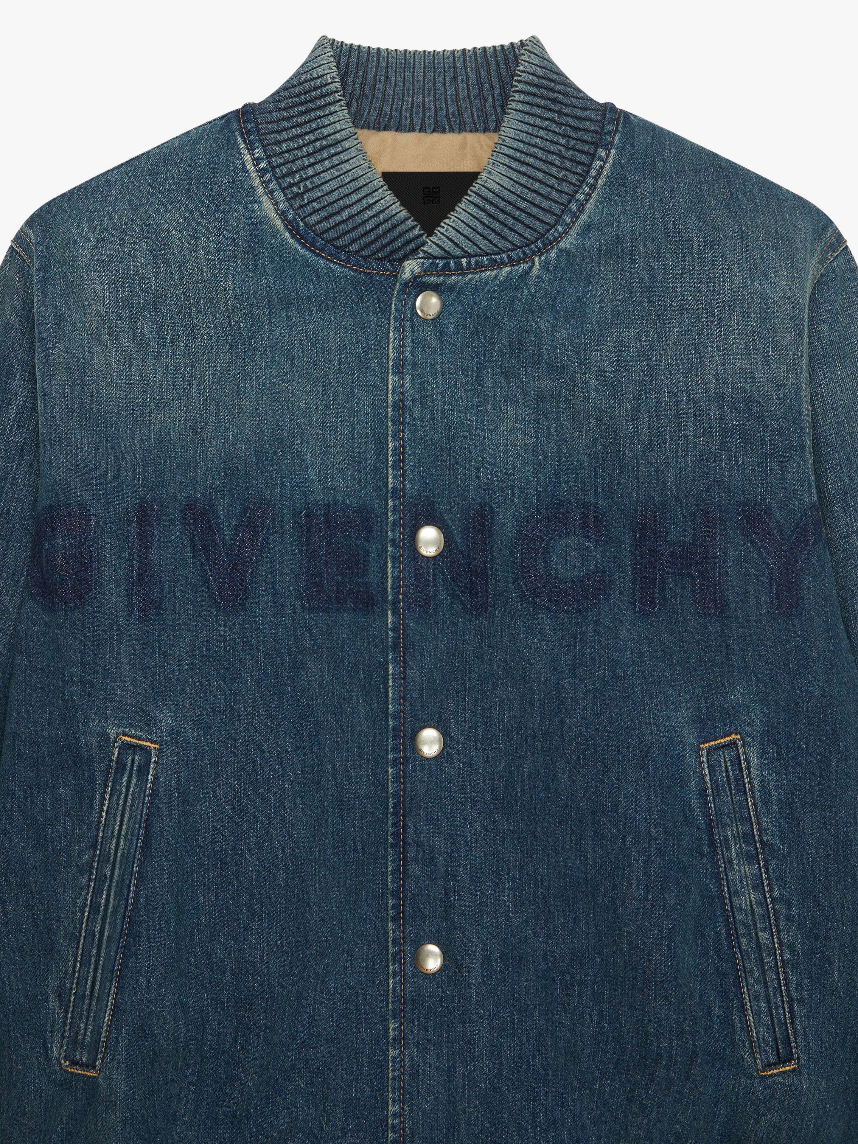 DESTROYED VARSITY JACKET IN DENIM - 4