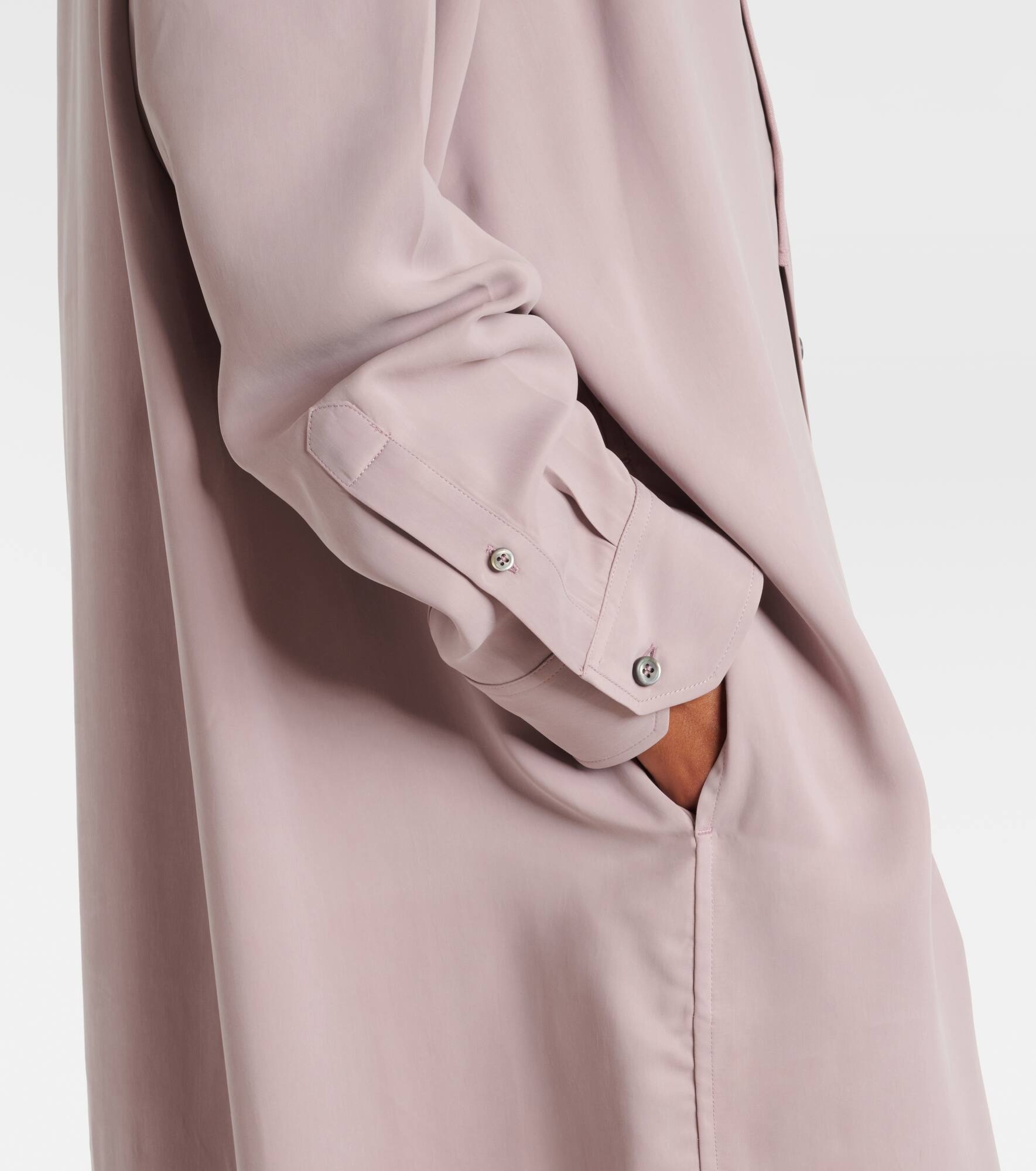 Turtleneck mesh-trimmed shirt dress - 5