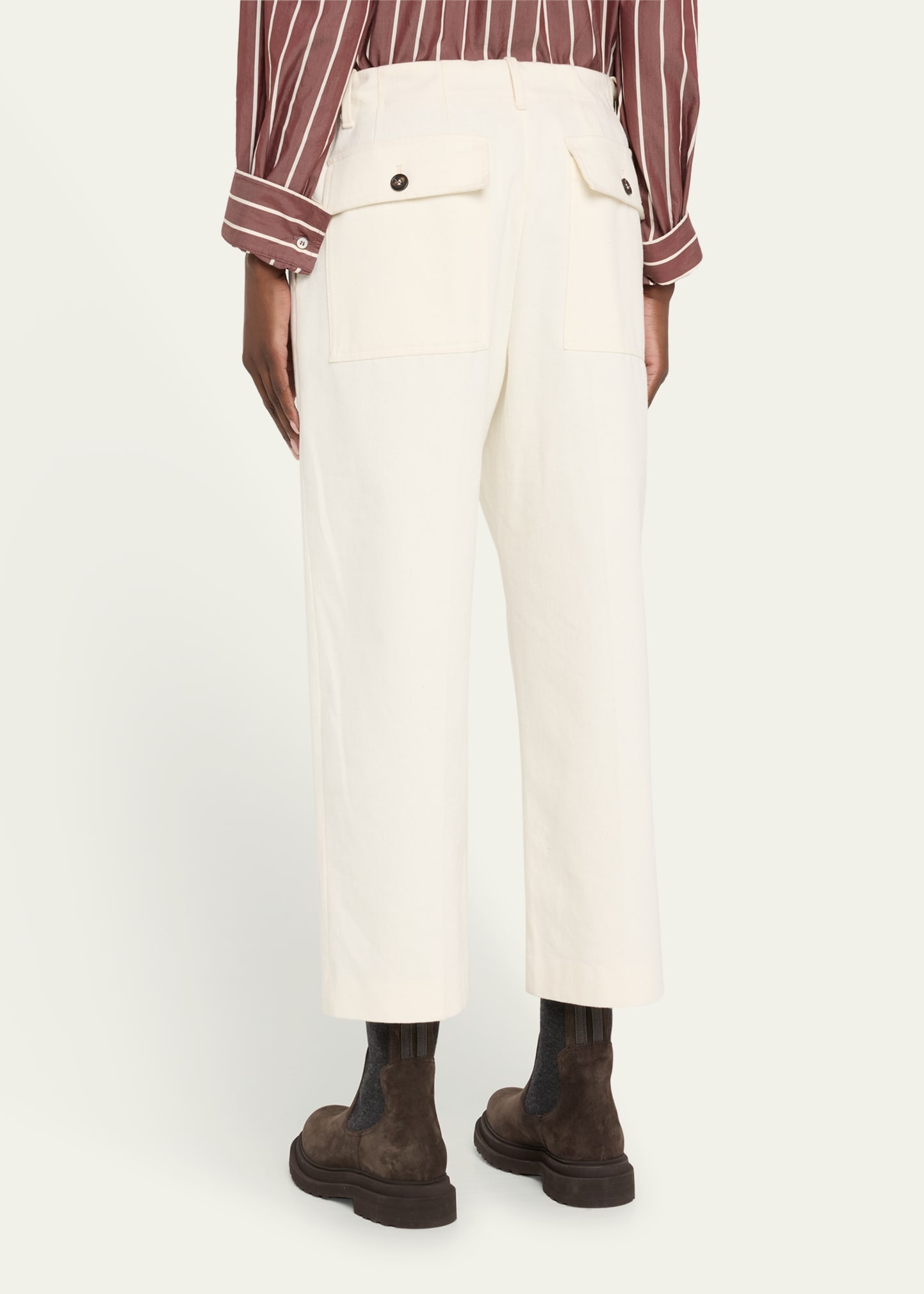 Creased Square Cotton Wool Chino Pants - 3