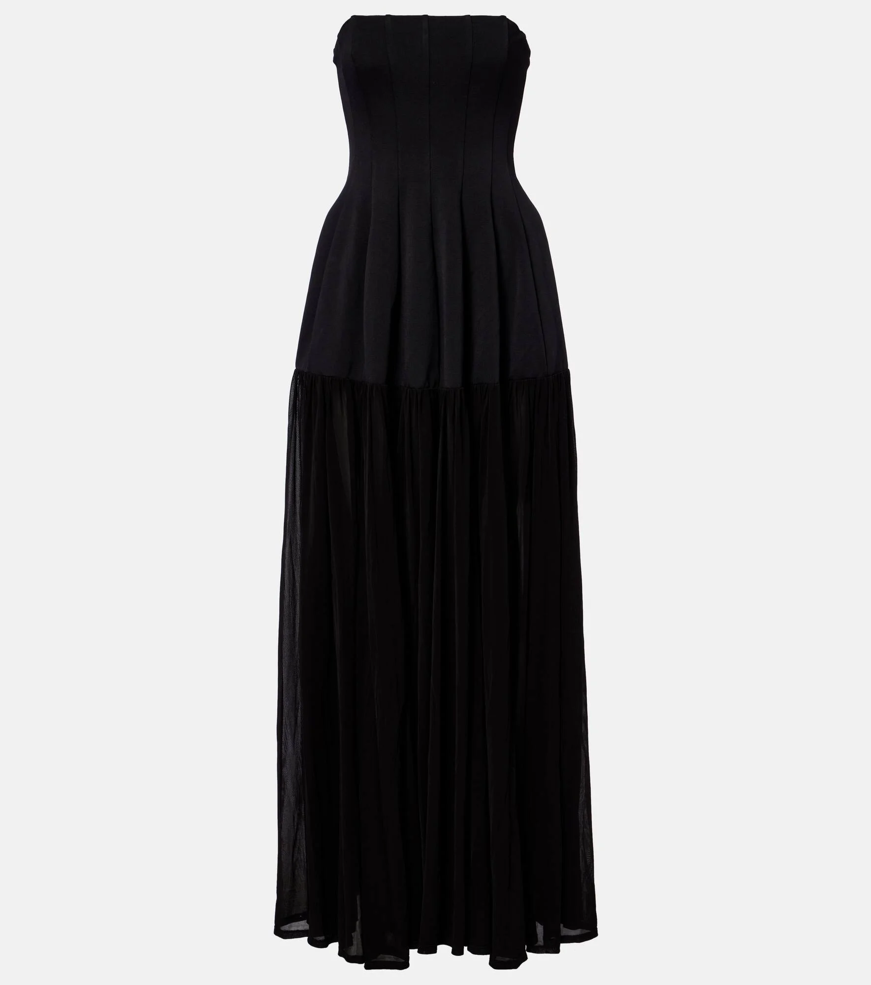 Strapless tulle maxi dress - 1