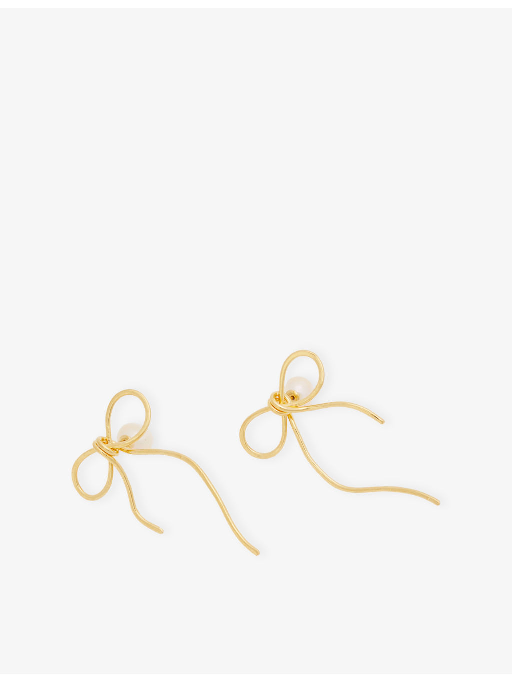 Bow Brass and Pearl Stud Earrings - 4
