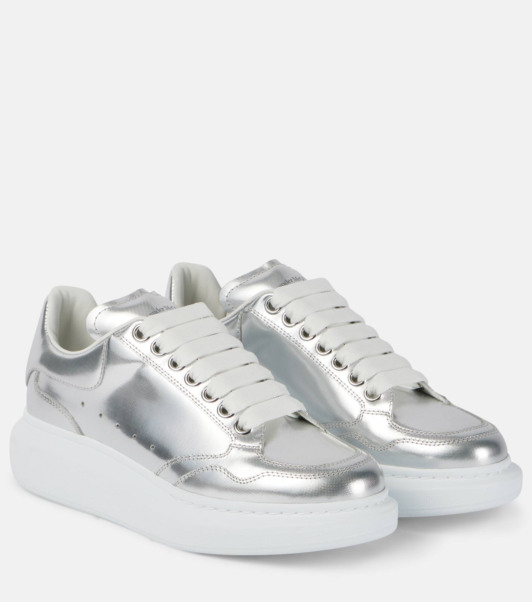 Oversized metallic leather sneakers - 1