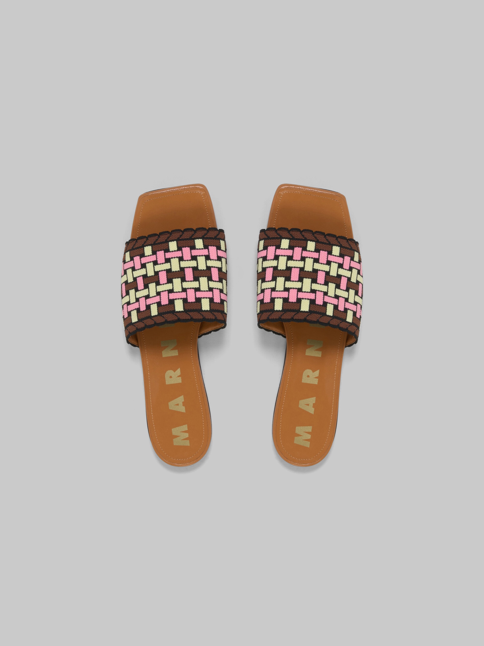 LIGHT YELLOW BROWN AND PINK JACQUARD SANDAL - 4