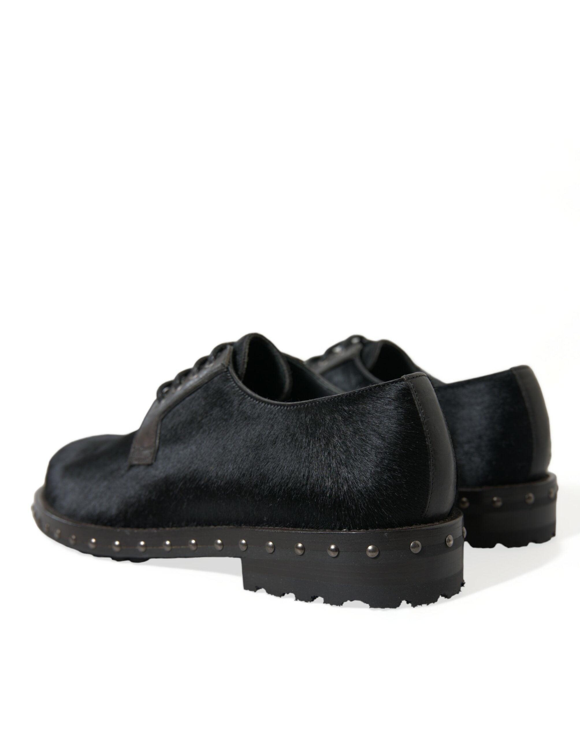 Dolce & Gabbana Black Stable Fur Derby SAN PIETRO Dress Shoes - 4