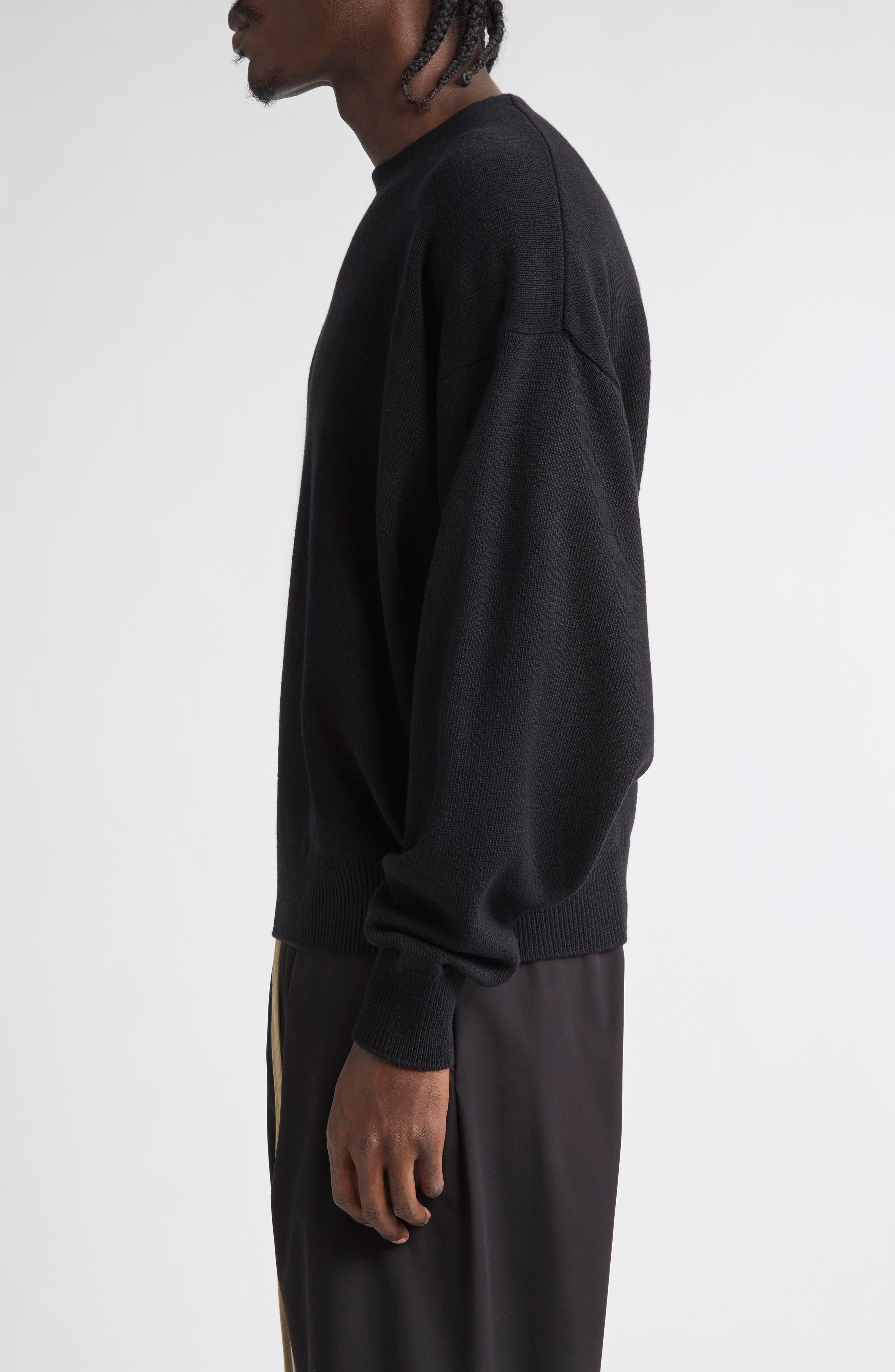Fear of God Fine Knit Merino Wool Crewneck Sweater in Black at Nordstrom - 4