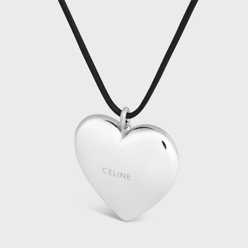 Celine Cœur Triomphe Necklace in Brass with Rhodium Finish and Cotton 4