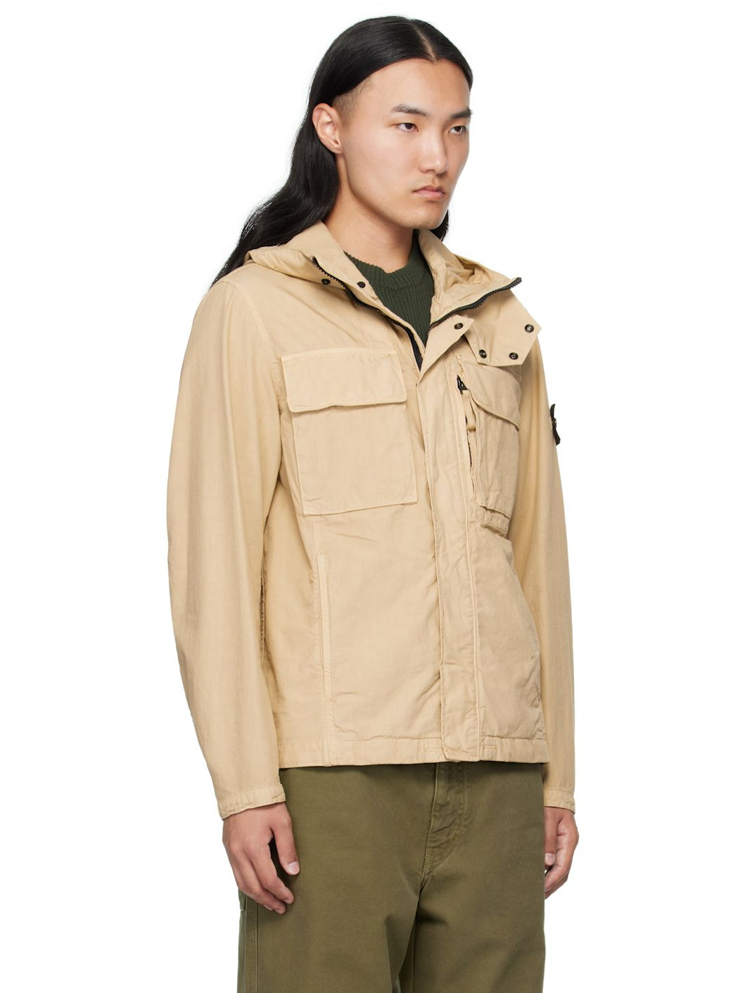 Beige Q100012 Canvas Weave Cotton Jacket - 2
