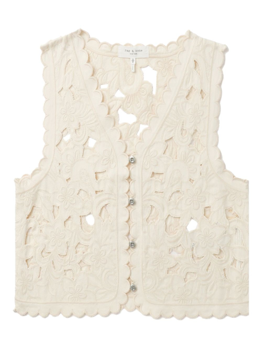 floral-embroidered vest - 1