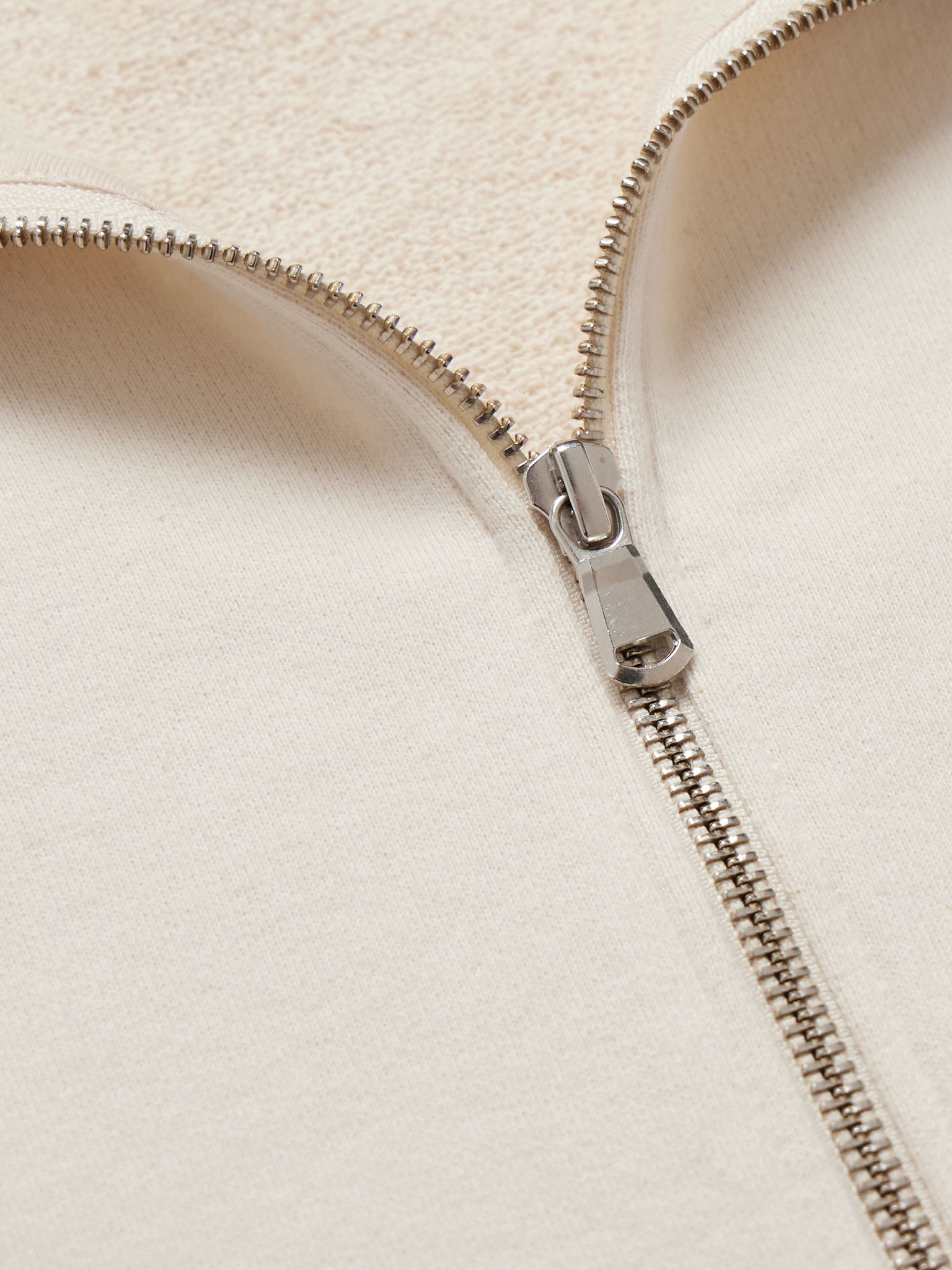 Cotton-Jersey Half-Zip Sweatshirt Beige - 4