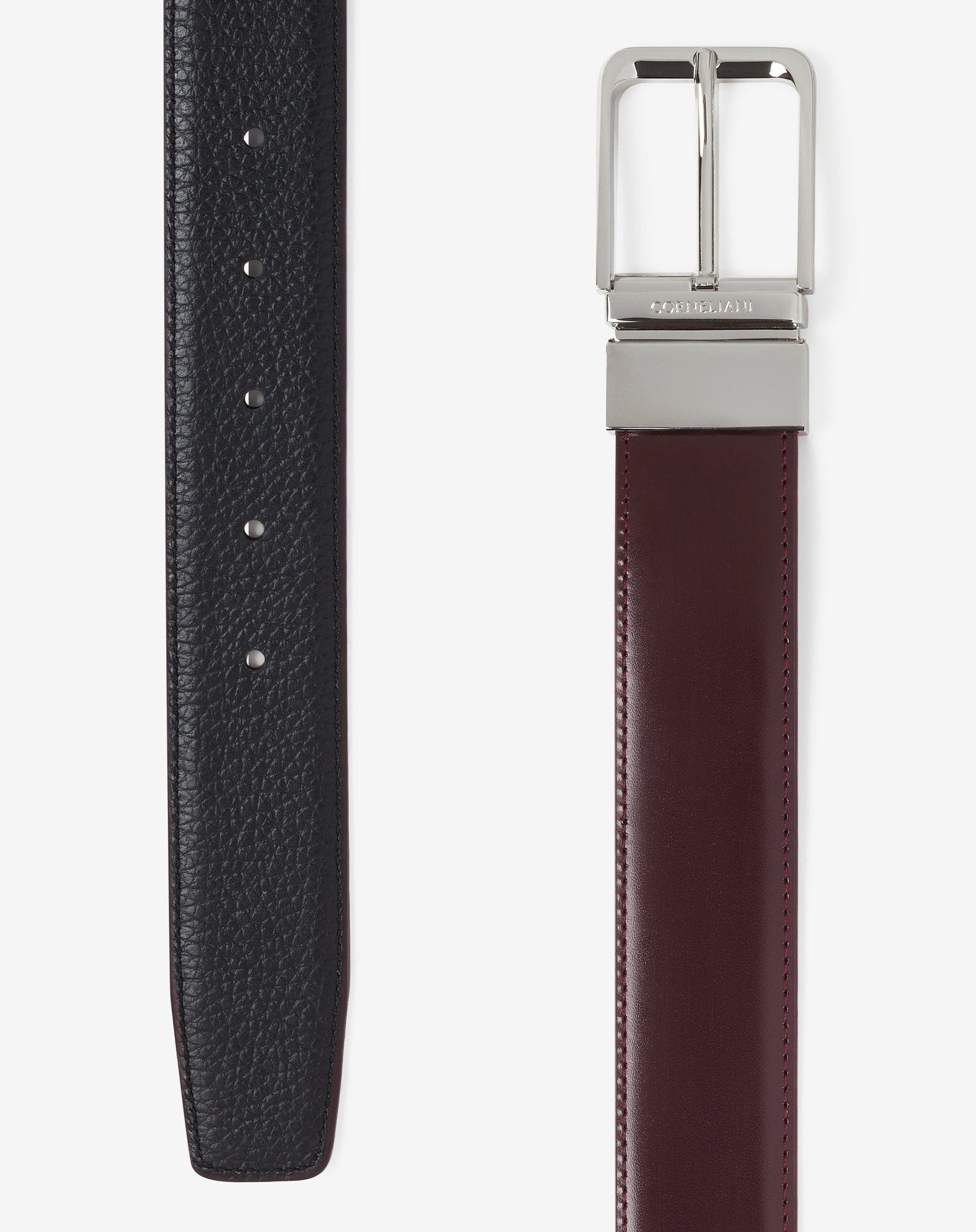 Navy blue elk print leather belt - 2