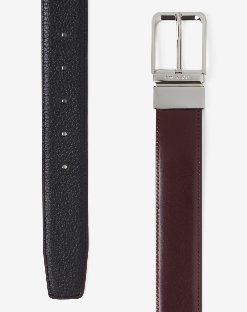 CORNELIANI Navy blue elk print leather belt outlook