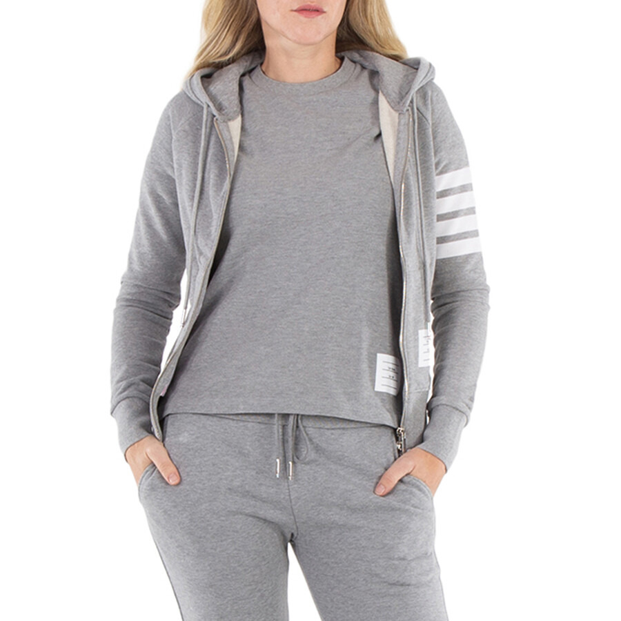 Thom Browne Grey 4-Bar Loopback Full Zip Hoodie - 2
